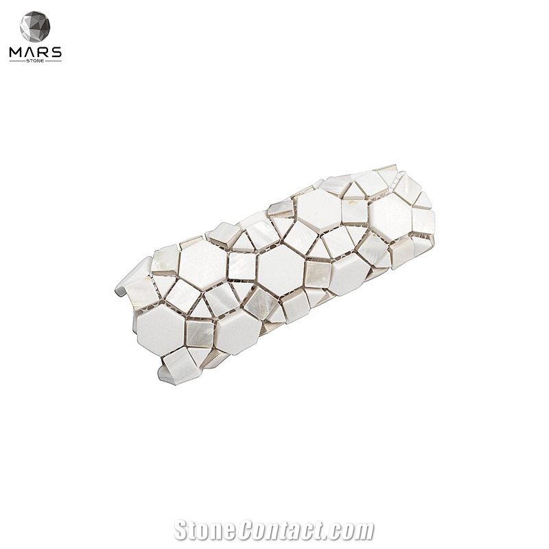 Natural Irregular Polished White Marble Mosaic Tiles