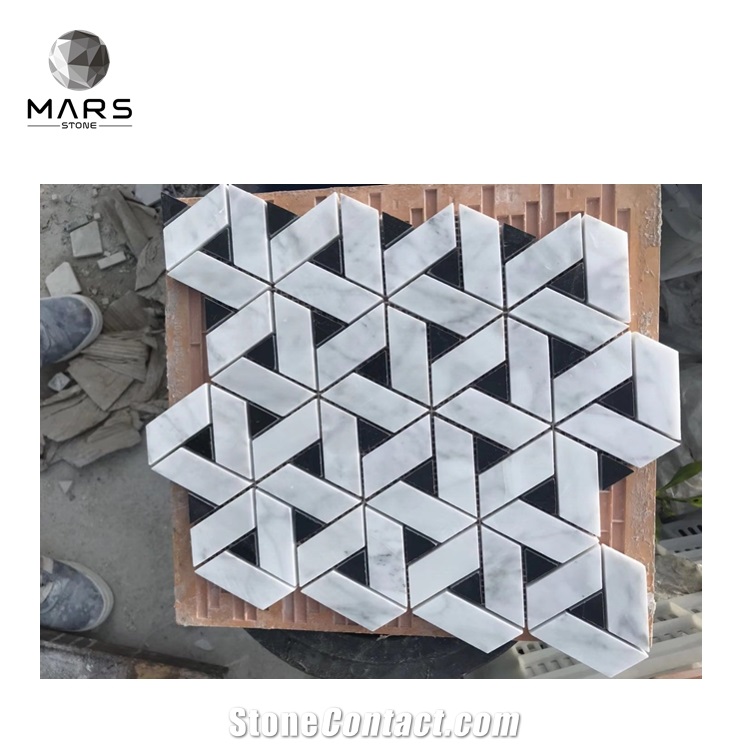 New Design Triangle Shape Carrara White Marble Mosaic Tiles