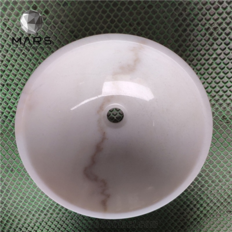 New Style Simple Design Guangxi White Marble Bathroom Sink