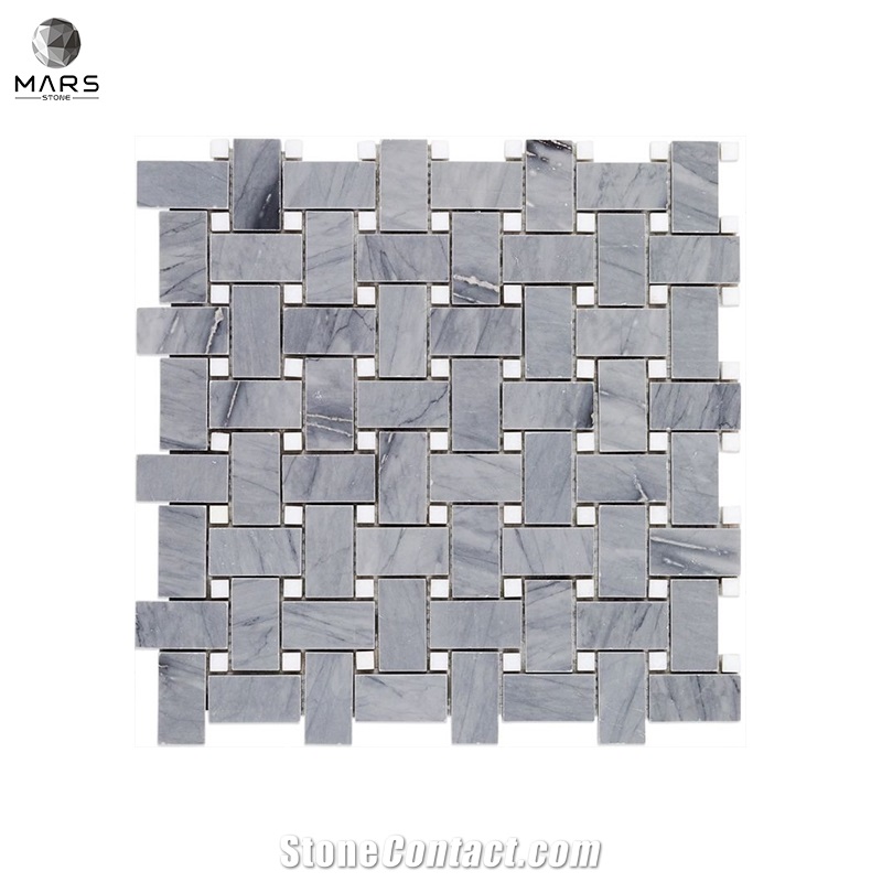 Pretty Basket Weave Grey Natural Stone Mosaic Marble Tiles
