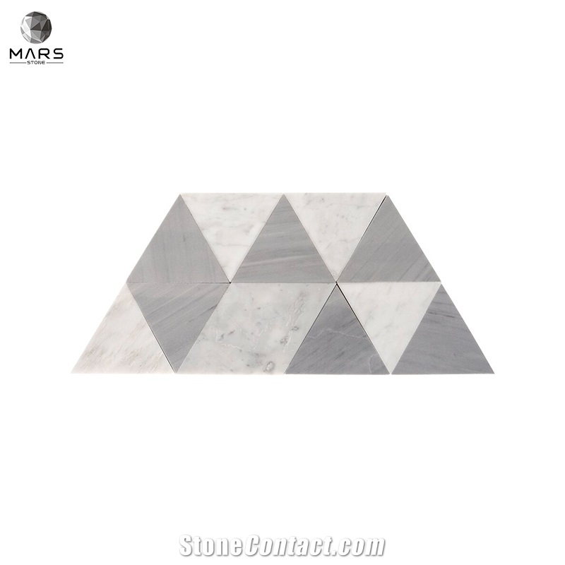 Prisma Grey Irregular Triangle Polished Marble Mosaic Tiles