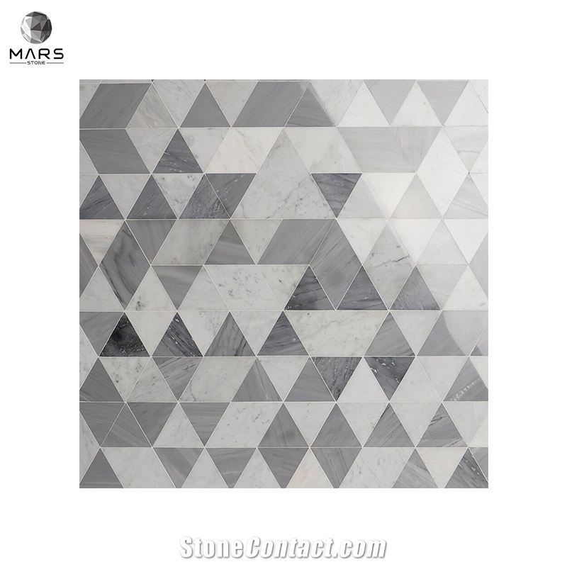 Prisma Grey Irregular Triangle Polished Marble Mosaic Tiles