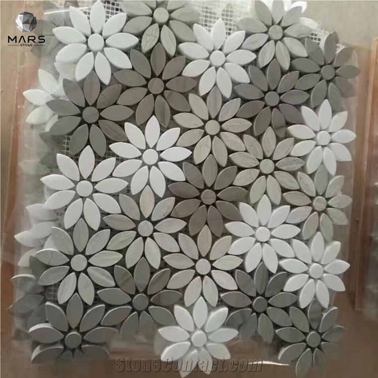 Promotion!Hot Selling Daisy Flower Marble Mosaic Tiles