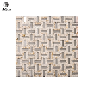 Rectangle Mental Brown Natural Split Marble Mosaics Tiles