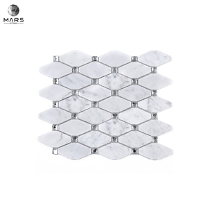 Rhombus Carrara White Polished Diamond Marble Mosaic Tiles
