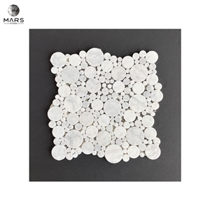 Round Pebbles Polished White Marble Mosaics Tiles