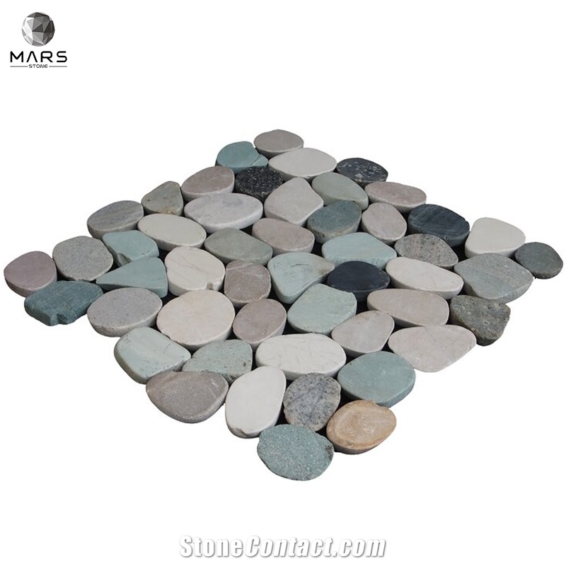 Sliced Multi Colour Pebble 11.5" X 11.5" Mosaic Tiles