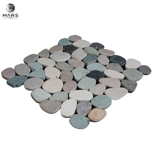 Sliced Multi Colour Pebble 11.5" X 11.5" Mosaic Tiles