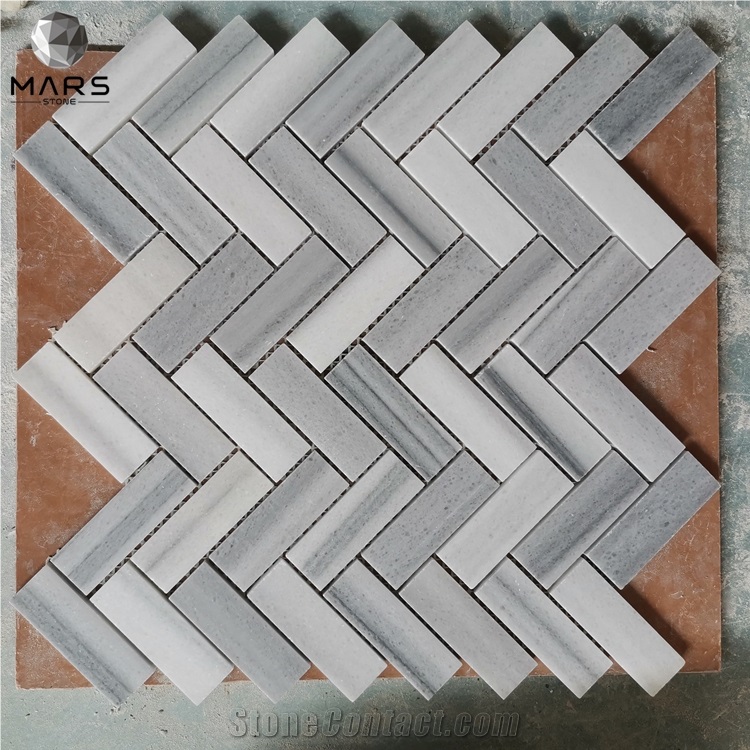 Wall Natural Stone Marble Mosaic Herringbone Floor Tile