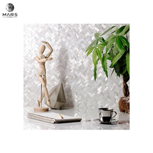 Western Style Mosaics Tiles Fish Scale White Polished Marble