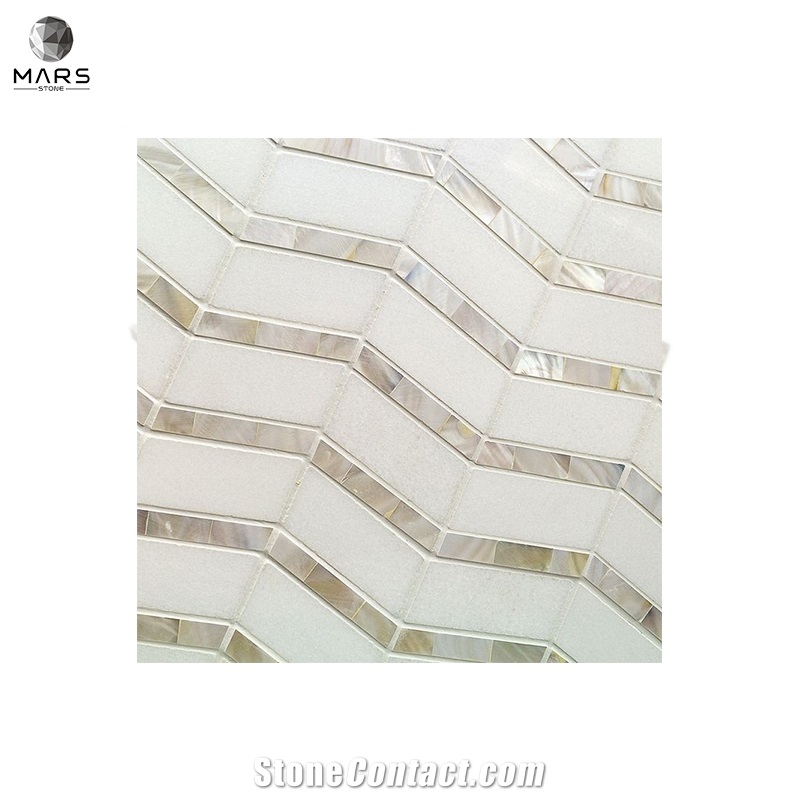Wholesale Thassos Marble And Mother Of Pearl Chevron Mosaic