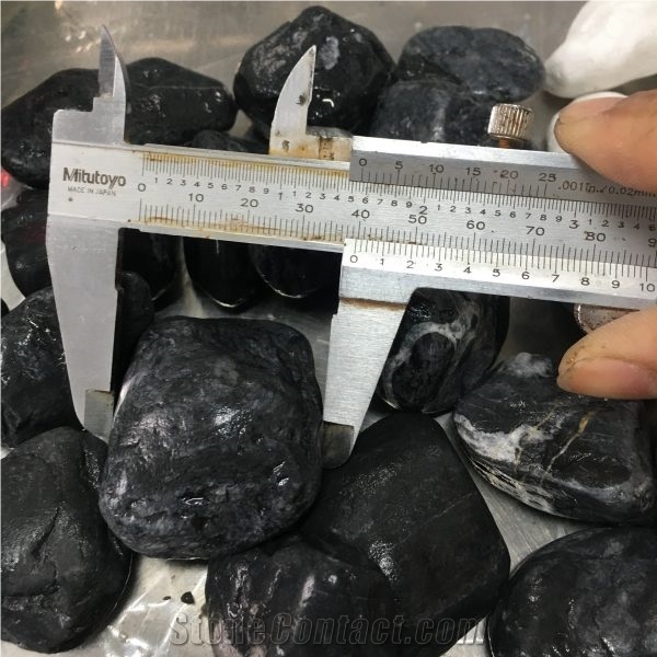 Black Pebble Stone 20-25Mm For Paving Decoration
