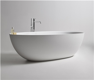 China White Handcarved Natural Marble Solid Surface Bathtub