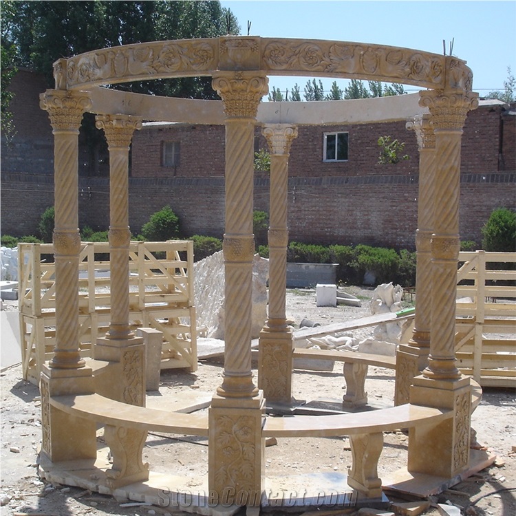 Custom Cheaper Stone Garden Pavilion Carved Gazebo On Sales