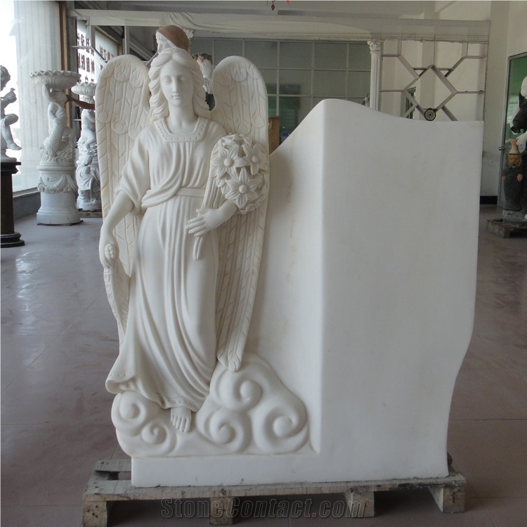Custom Cheaper White Marble  Western Style Angela  Monument