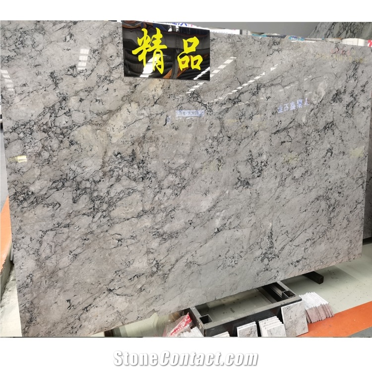 Custom Vietnam Polished  Calacatta Grey Marble Slab