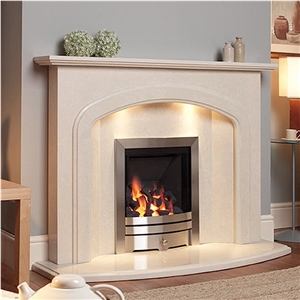 Egyptian Beige Marble Modern Fireplace Sculpture