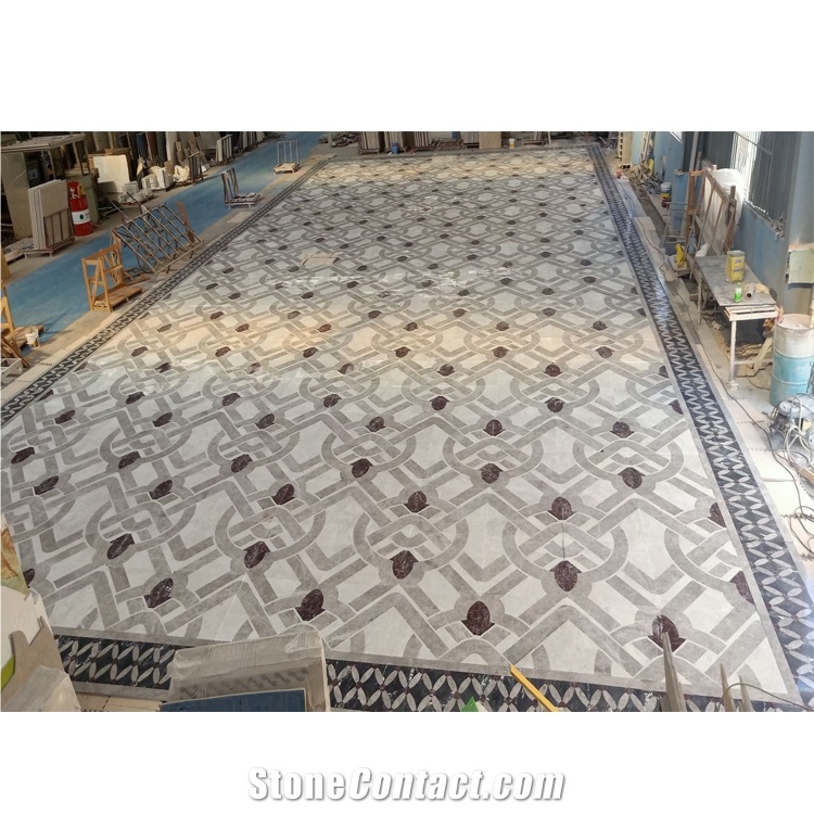 Exterior Large  Stone  Water Jet Marble Floor Carpet Medallion