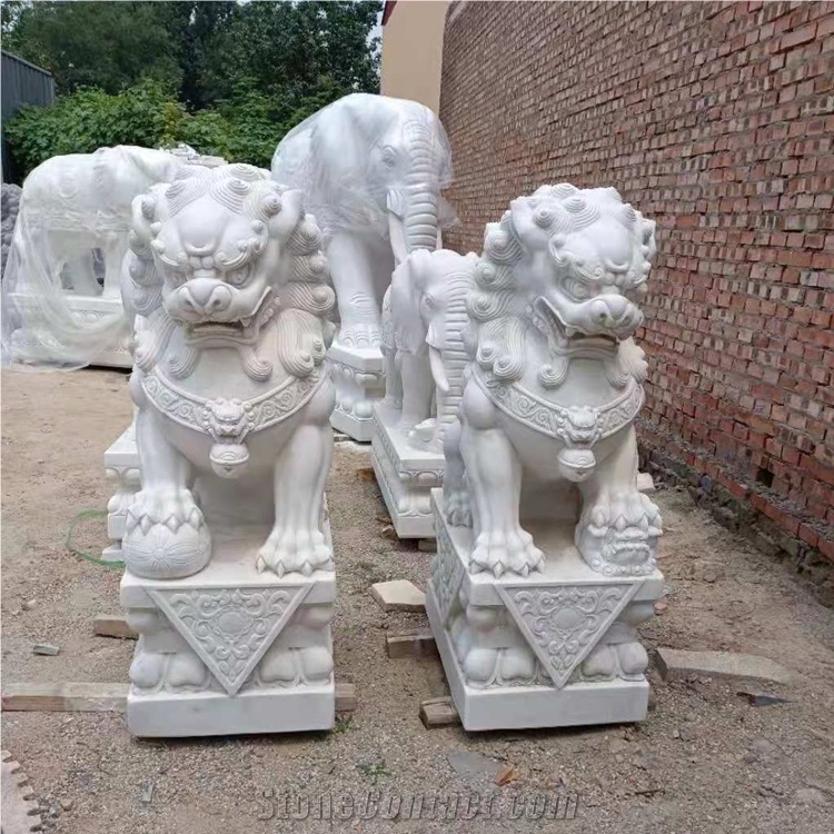 Hot Sale Wholesale Custom White Marble Lion Sculpture 
