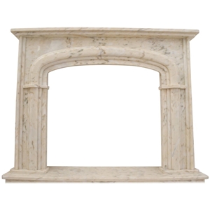 Ivory Italian Marble Fireplace Surround & Fireplace Hearth