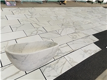 Modern Carved Natural Stone Bathroom Bath Tub Free Standing