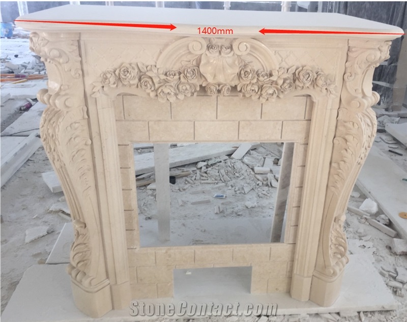 Natural Marble Stone Galala Beige Marble Fireplace 1.5 Meter