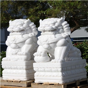 Natural Stone Animals Sculpture Marble Lion Statue