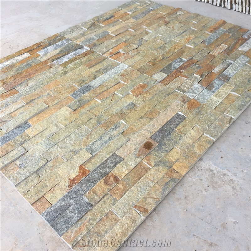 Outdoor Rusty Quartzite Rustic Brick Wall Stack Stone Tile