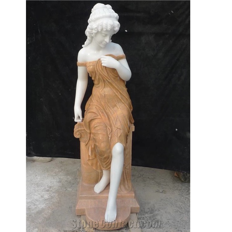 Polished  Stone Angela Human Sculpture  Sunset Red Marble