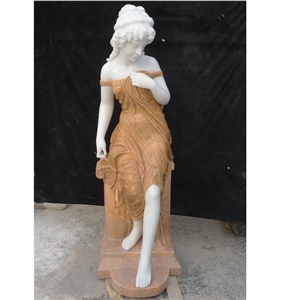 Polished  Stone Angela Human Sculpture  Sunset Red Marble