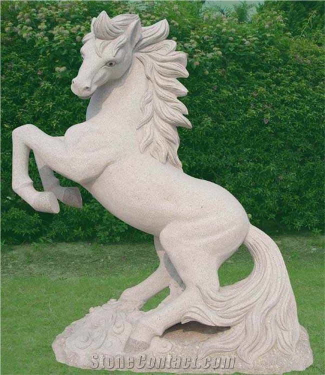 Stone Hand Carve Life Size White Marble Horse Statue from China