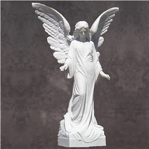White Marble Angel Goddess Sculpture With Wings