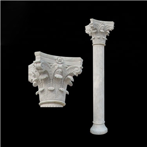 White Marble Carved Column Column Capital Stone Pillar