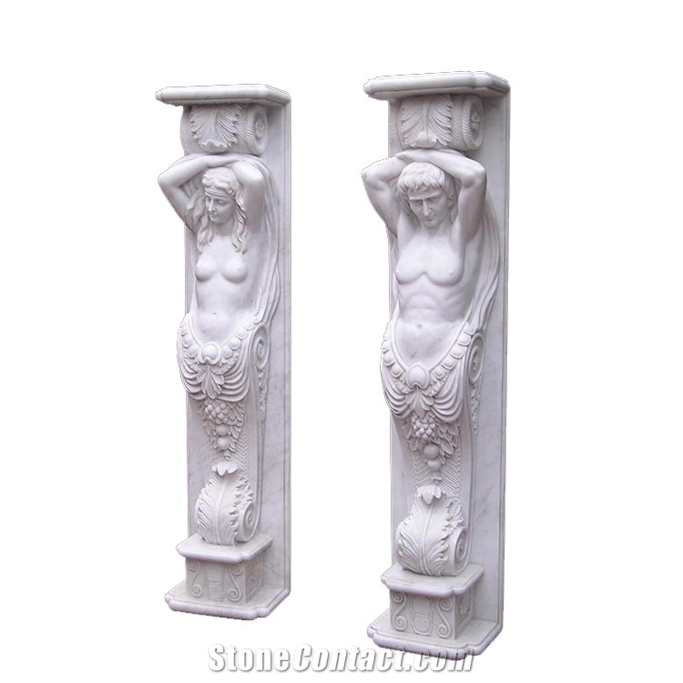 White Marble Carved Column Column Capital Stone Pillar