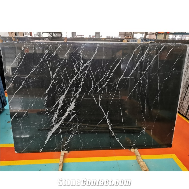 Wholesale Stock Polished  Nero Marquina Black Marble Slab