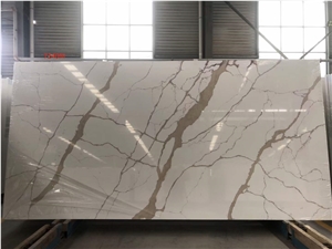 Quartz Calacatta White Gold Big Stock Artificial Quartz Slab