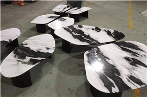 Chinese Panda White Marble Dinner Table Coffee Table