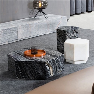 Zebra Black Forest Chinese Marble Wooden Vein Table