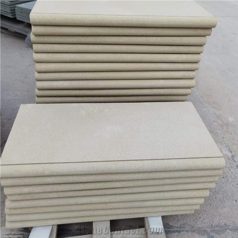 Yellow Sandstone Stair With Full Bullnose Edge