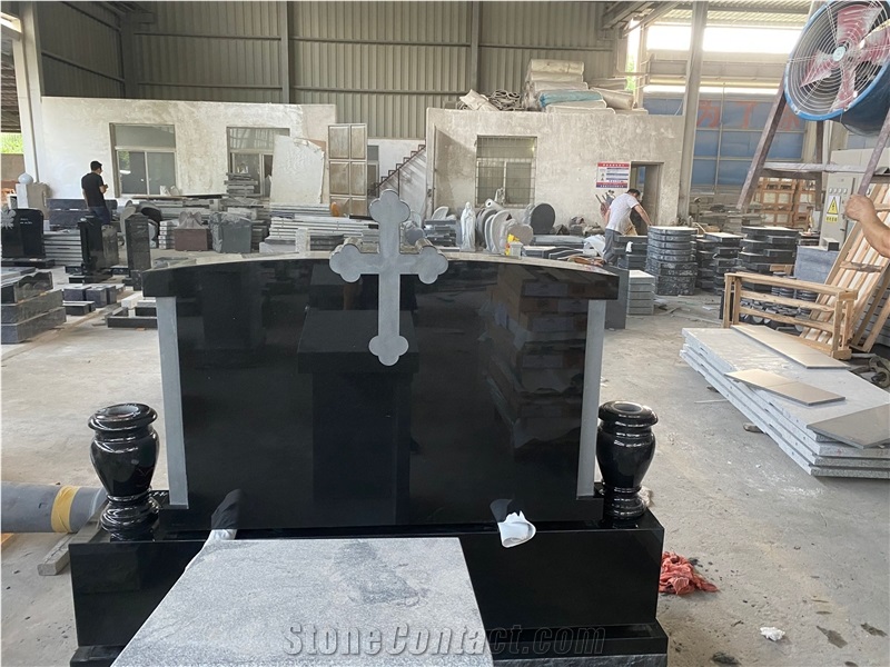 Shangxi Black Granite Cross Tombstone Directly From  Factory