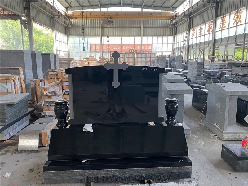 Shangxi Black Granite Cross Tombstone Directly From  Factory