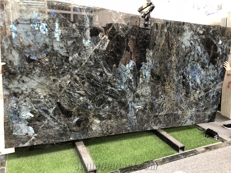 Blue Labradorite Granite Slab Tile Kitchen