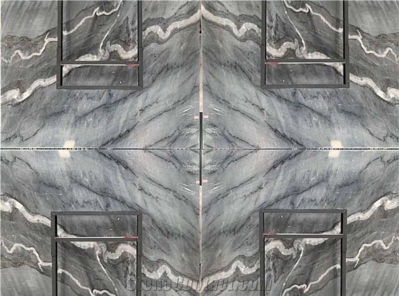 Bruce Grey Marble China Bookmatched Slab Tiles