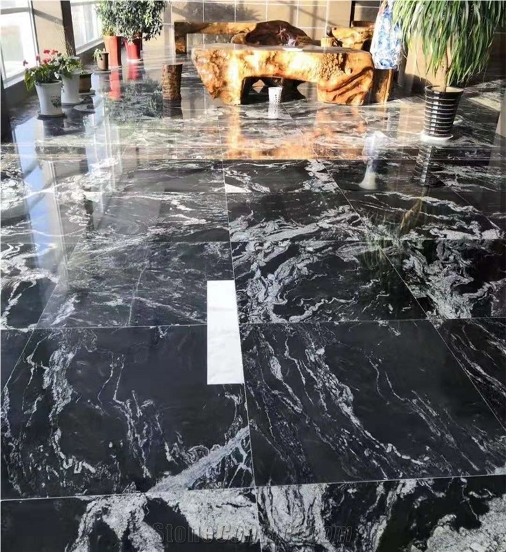 China Black Titanium Granite Wall Floor Tiles Polished