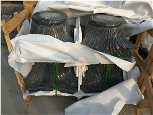 China Nero Marquina Black Marble Pillar Collumn Hollow