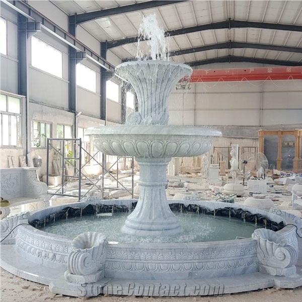 China White Marble Fountain Waterfall Sculpture