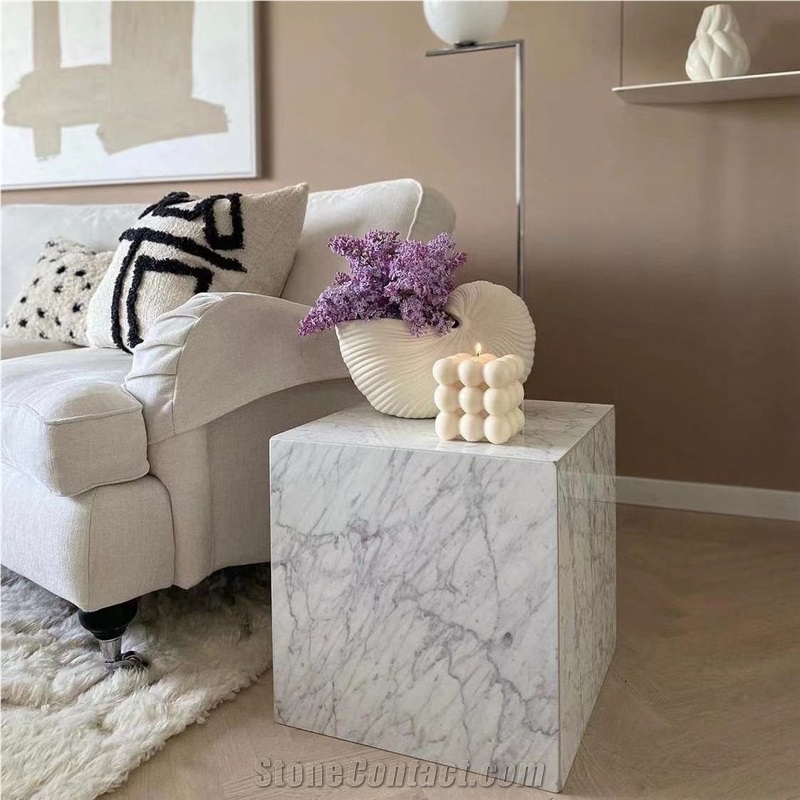 Customized Square Marble Stone Table,White Marble Side Table