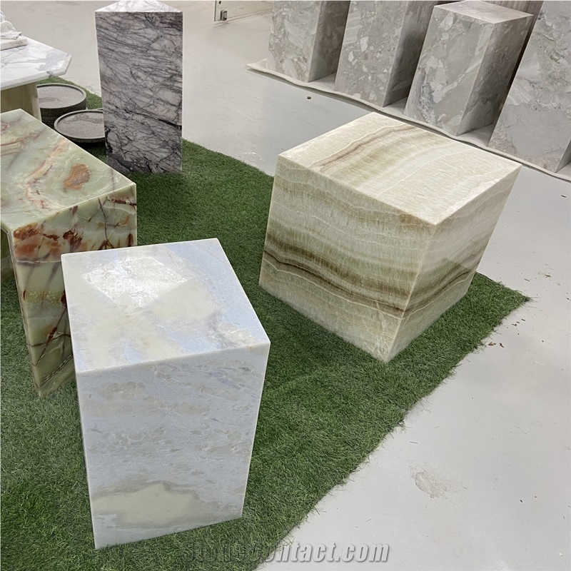 Onyx Stone Square Cube Tables