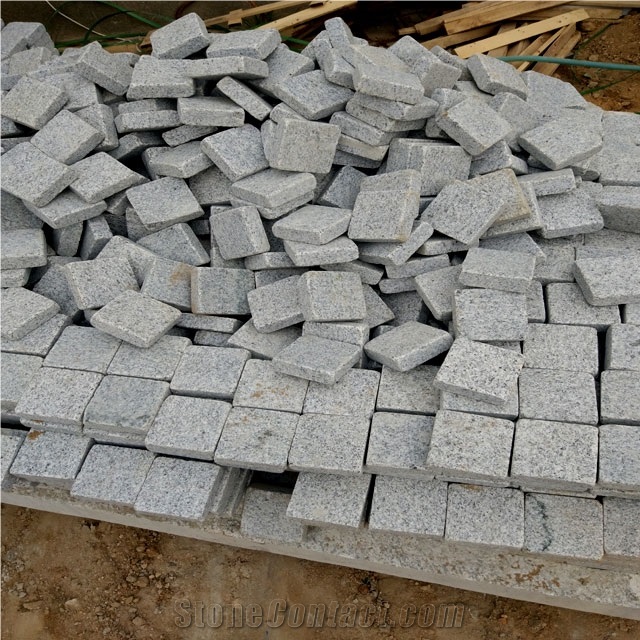 Tumbled Stones Granite Floor Cubes Granite White Matt