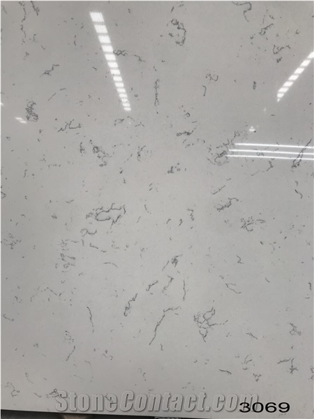 Artificial Carrara White Quartz Slab For Countertop-3069